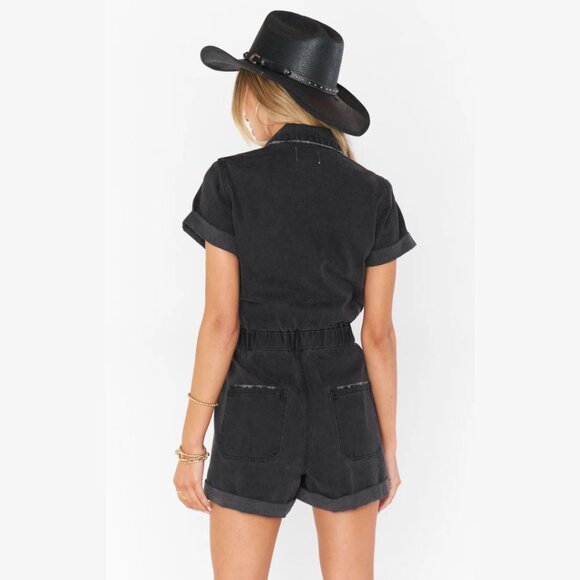 Show Me Your MuMu Cannon Romper Black Denim Size Small - Picture 3 of 8